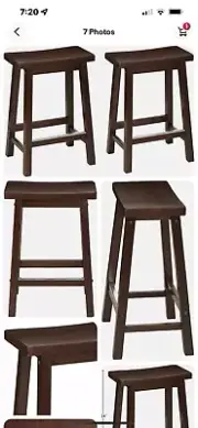 AmazonBasics Classic Solid Wood Saddle-Seat Kitchen Counter Stool 24 Inch