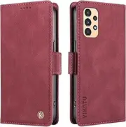 [YBFJCE] for Samsung Galaxy A52 4G/A52 5G/A52s 5G Case with Card Holder, PU Leather Shockproof Durable Samsung Galaxy A52 4G/A52 5G/A52s 5G Phone Case Wallet Case Protective Flip Folio Cover, Wine Red