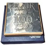 WENDELL AUGUST FORGE Wooden Box & Aluminum Top Blair 100 Anniversary Warren PA