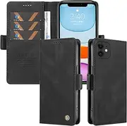 Umlovecase for iPhone 11 Case,for iPhone 11 Wallet Case,Pu Leather Folding Flip Cover Magnetic Card Slot Stand Protective Cover-Black
