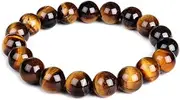 [Mayting] 10mm Natural Tiger Eye Bracelet Elastic Yoga Gemstones Healing Energy Men Women Stretch Bracelet
