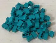 LEGO- NEW- #3004-DARK TURQUOISE-1 x 2 BRICK-80 BRICKS