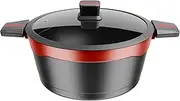 Hayden 28CM Casserole Dish Dutch Oven with Lid, Cooking Pot Stock Pot, 8 Liters 8.5 Quart, Cast Aluminium, Titanium Non-Stick PFOA Free Coating, Soft Touch Handle, Red