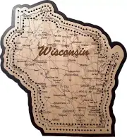 Wisconsin Shaped Road Map Cribbage Board