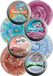 Matty's Toy Stop Crazy Aaron's Putty Mini Tins Mystical Crystal, Ukulele, Starfish & Rose Gold Gift Set Bundle - 4 Pack (13.3g Each) Pink, Purple, Blue, White, Teal, Rose Gold