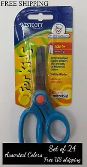 24 Pcs Westcott Kids' Scissors with Antimicrobial Protection 5" Assorted Colors