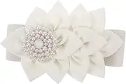 [Minkissy] Women Stretchy Dress Belt Elegant Floral Decor Waist Belt for Dresses Versatile Elastic Waistband for Dance and Casual Occasions Comfortable Easy to Clean