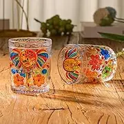 Deegufa Colorful glasses drinkware, Retirement Gifts for Men Old Fashioned Whiskey Glasses Set of 2, 12 Oz Elephant Crystal Glasses for Scotch, Bourbon, Liquor, Cocktail, Tequila, Cognac