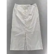 Banana Republic Linen Blend Button Front Midi Skirt Tall Size 10 Split Front NWT