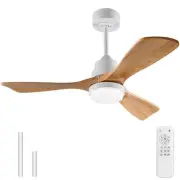 42 Inch White Ceiling Fans with Lights and Remote,Dimmable LED Light,Quite Re...