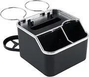 Car Armrest Storage Box, Armrest Storage Box With 2 Cup Holders, ARmrest Storages BOXS for Your Cars, with Mobile Phone Holder, Tissue BOXS (Black)