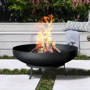 Minervia Steel Firepit Heater Brazier Outdoor Cooking & Eating w/Decorative Base