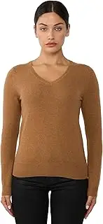 [JENNIE LIU] Women's 100% Pure Cashmere Long Sleeve Pullover V Neck Jumper