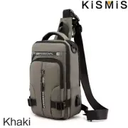 KISMIS Nylon Backpack Rucksack Cross Body Shoulder Bag with USB Charging Port Tr