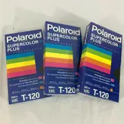 3 Polaroid VHS T-120 Blank Recording Video Cassette Tapes