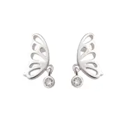 Culturesse 12mm Clear Zircon Open Your Wings Stud Earrings Sterling Silver