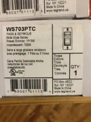 PASS & SEYMOUR White,ivory,LA Incandescent 3-Way Preset Dimmer 700W H703PTC