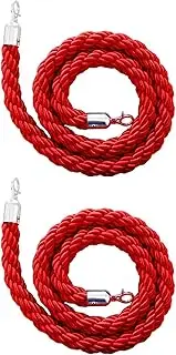 Hotels Crowd Control Rope Red, 2 Pcs Bank VIP Stanchion Queue Braided Hemp Ropes for Theaters Lobby, Polished Silver Metal Clips (Size : 2.5m/8.2ft) (3m/9.8ft)