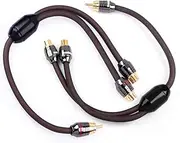 LEIGESAUDIO 1ft 1 Male to 2 Female RCA Y Adapter Splitter Connector (2 Pack) (1 Male to 2 Female)
