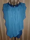 NEW • Layered Chiffon Sheer Poncho Blouse + Tank Top • Teal Blue • ALYX • SMALL