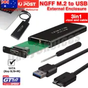 Aluminium M.2 NGFF SSD SATA TO USB 3.0 External Enclosure Storage Case Adapter