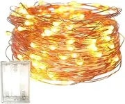 Fairy Christmas LED String Light Battery Operated, 10M / 100LED Warm White Waterproof 3XAA Battery Case, Indoor Outdoor Lights for Xmas Tree Wedding, Halloween, Party, Garden Decoration