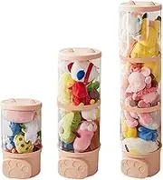 Stuffed Toy Storage Tube - Clear Plush Storage Tube, Transparent Stuffed Animal Organizer | Stackable Large Doll Display Storage Bucket, Durable Toy Storage Box with Lid for Bedroom Living Room
