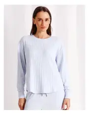 [Chloe & Lola] Cosy Rib Crew Long Sleeve Top in Soft Blue