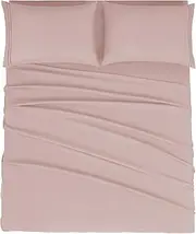 Mejoroom California King Bed Sheets Set - 15 Inches Deep Pocket, 1800 Thread Count, Super Soft and Comfortable, Wrinkle Free & Fade Resistant (Dusty Pink)