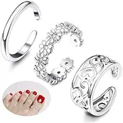 [Milacolato] 3 Pieces Toe Rings Women Girls Adjustable Open Toe Ring Gifts Jewellery Set