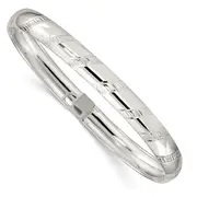 Sterling Silver 7mm Diamond-Cut Flexible Bangle