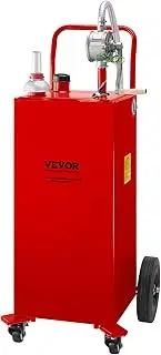 VEVOR Fuel Caddy, 132L, Gas Storage Tank on 4 Wheels, with Manuel Transfer Pump, Gasoline Diesel Fuel Container for Cars, Lawn Mowers, ATVs, Boats, More, Red
