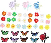 PLAFOPE 39pcs Flower Embroidered Patch Set Creative Sewing Applique for Clothing Decor Unique Handwork Accessories for Clothes Bags Hats and Crafts
