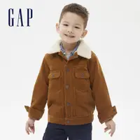 在飛比找蝦皮商城優惠-Gap 男幼童裝 保暖燈芯絨鈕釦拉鍊外套-棕色(600585
