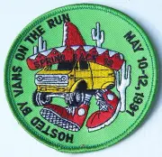 VINTAGE 1991 SPRUNG BACK VANS ON THE RUN EMBROIDERED SOUVENIR PATCH WOVEN BADGE