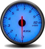 GPVPGHGRJ 60mm Tacho Gauge Black Shell Blue Backlight Pointer Car REV Counter Tachometer Pointer Gauge 0-10000 RPM Meter with Gauge Speedometer