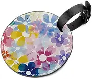 [KQNZT] Luggage Tags for Suitcases, 2 Pcs Personalized Luggage Tags for Suitcases, Leather Luggage Tag, Luggage Tag Cute, Baggage Tag, Colorful Flower Floral