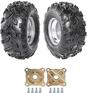YC Yier 2pcs 18x9.5-8 18x9.50-8 Tires with Rims 4 Bolt 8 inch Go Kart Wheels w/ 24T Rear Axle Hubs for ATV Quad Buggy Golf Cart Lawn Mower Garden Tractor Turf Tires