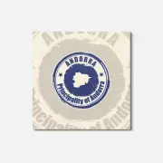 Andorra Map Grunge 4'' X 4'' Square Wooden Coaster