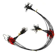12/24pcs Fishing Wire Leader Rigs Trace with Swivels Snaps Beads 1&2 Arms Lures