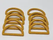 10 Vintage Tan Plastic Faux Wood Grain Texture 2" Dee Macrame Craft Rings