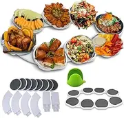 [ZELVIAN] Lazy Susan Turntable, 360 Degree Rotating Turntable Rack for Cabinet, 2025 New, Silicone Food Finger Holder, Food Serving Train Dining Table Platter Tray for Long Tables Parties & Gatherings