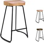 2 X Wooden Bar Stools 65Cm Light Wooden Tractor Kitchen Counter Barstools Vintag