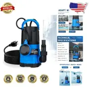 1HP Heavy-Duty Submersible Sump Pump - 3700 GPH with Automatic Float Switch