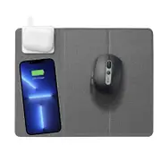 Foldable Wireless Charging Mouse Pad 15w Qi Certified Fabric Case Mouse Mat-Dark Grey
