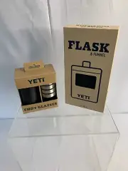 YETI Flask/Funnel and Matching Shot Glasses with Case White and Silver SET NEW