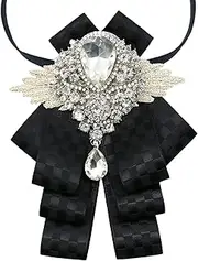 [LJBFNN] Womens Mens Bow Tie, Ribbon Rhinestone Crystal Bow Ties for Women Men Clip on Bowties for Shirt Tuxedo Wedding Party