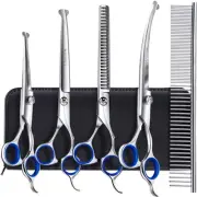 Titanium Coated Professional 6 in 1 4CR Stainless Steel Dog Grooming Scissors...
