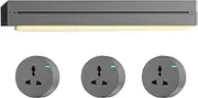 Power Socket With Light Sensor,Usb And Type-C,High Power 8000W,On-Site Replacement,50/60CM Rail,3 Adapters,Rotary Power On,Soft Lighting,Grey-60cm