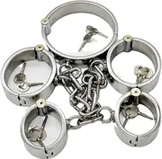 FDYVSQ Metal SM Bondage 3 Sets Restraint Set - Handcuffs/Ankle Cuffs Ankle Cuffs/Collar Collars - with Chain Restraints Adult SM Sex Erotic Toys for Couples(Color:Men,Size:Runden)
